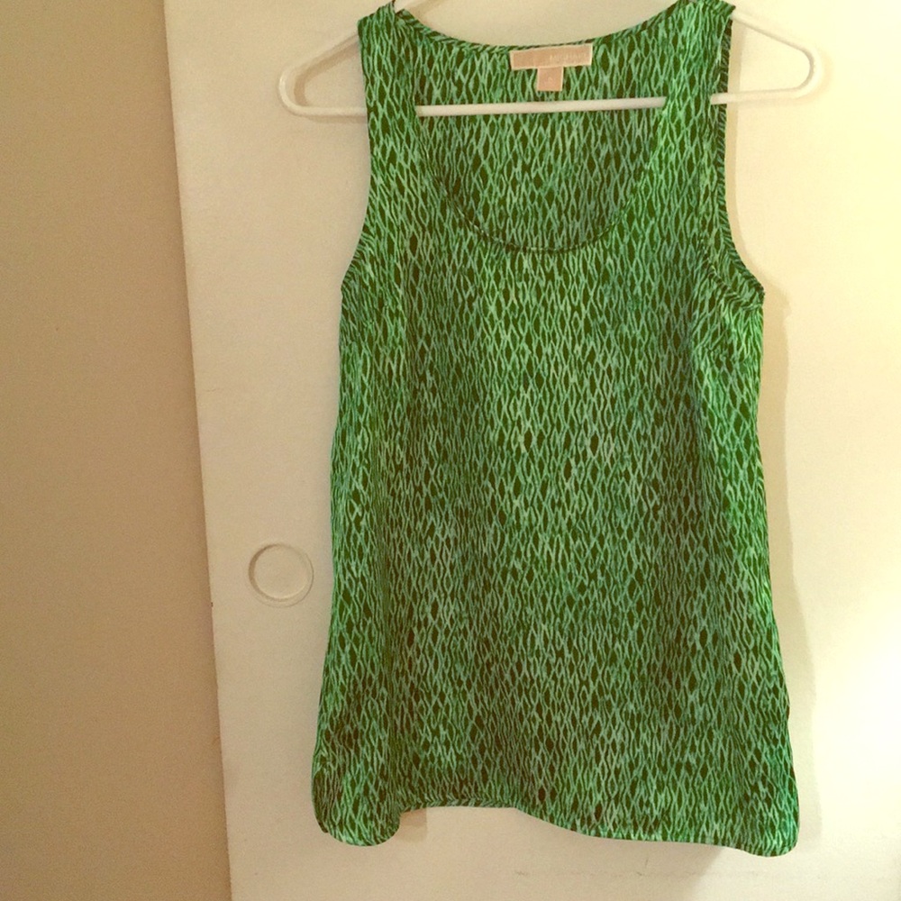 MICHAEL Michael Kors Green and White Print Tank